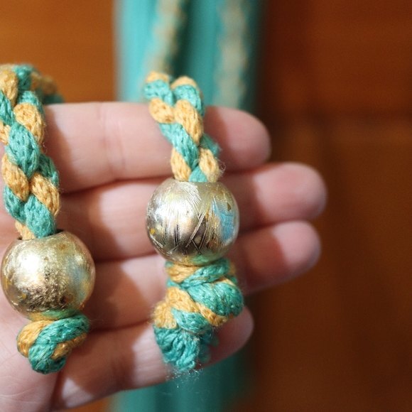 Vintage 90s Teal Green Ribbed Knit V-Neck Midi Dress (Size 14) - Bodycon Belted - Picture 8 of 15